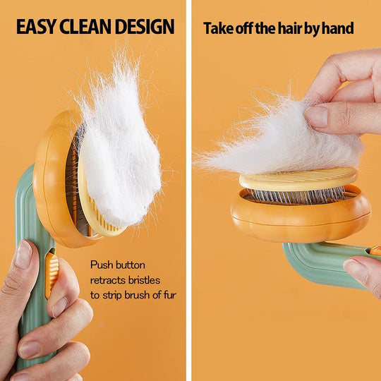 Self-Cleaning Slicker Pet Pumpkin Brush