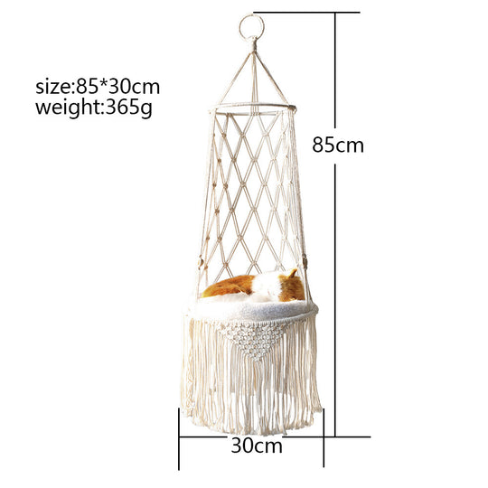 Macrame Hanging Hammock Pet Bed