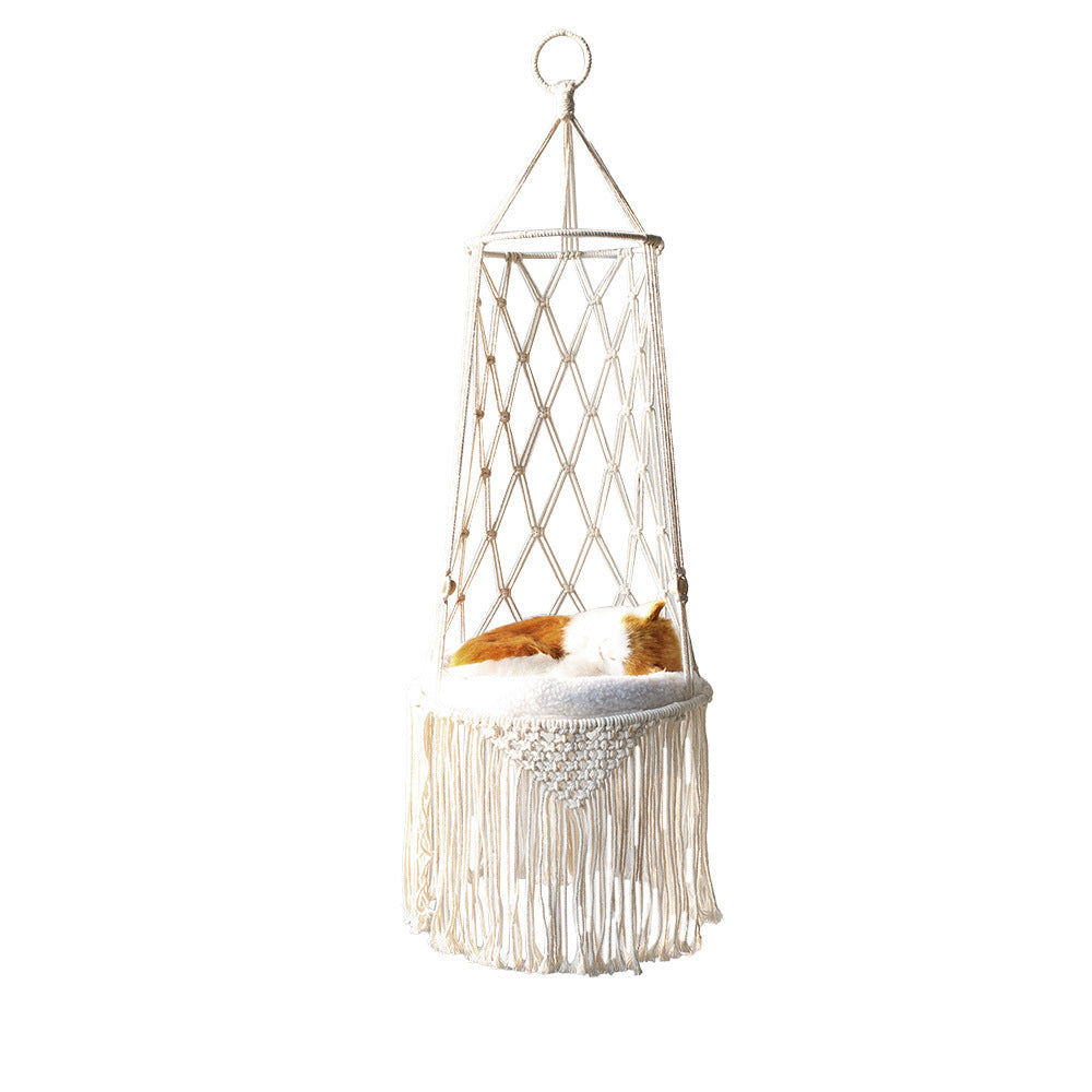 Macrame Hanging Hammock Pet Bed